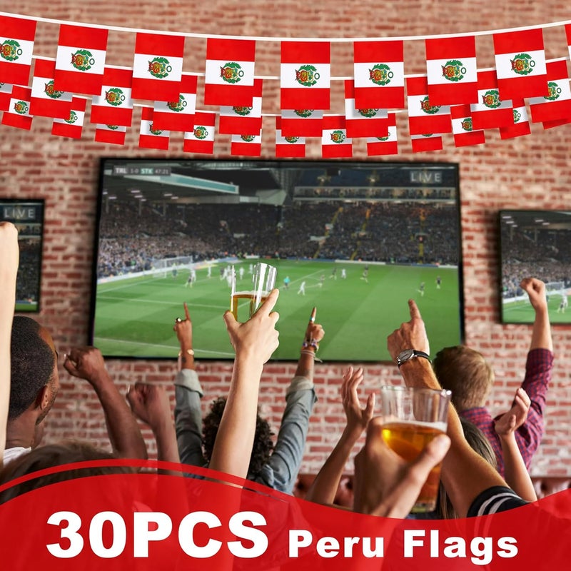 MVPRING Peru String Flag Pennant Banner, Small Mini Peruvian Flags Bunting Banner, National Country Decoration for School, Party, Sports Events, Patriotic Festival, 33 Feet 30 Flags - Image 5